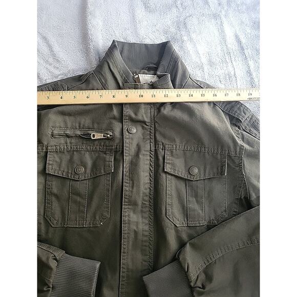 Wenven Jacket Men Sz (M) Green Full Zip Utility Military Lapel Cotton 100% - Picture 6 of 10